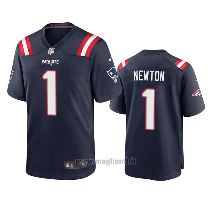 Maglia NFL Game New England Patriots Cam Newton Blu